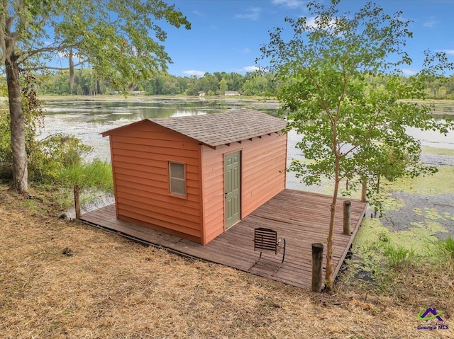 view of outdoor structure featuring a water view