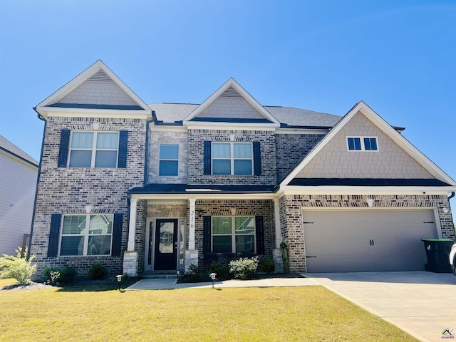 216 Brentfield Drs, Bonaire, GA 31005 - craftsman-style house featuring a front lawn, a garage, brick siding, and driveway