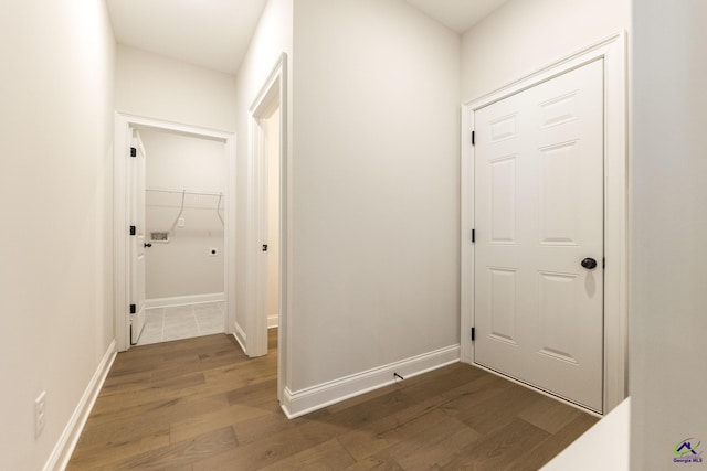 202 Bella Notte Cir, Warner Robins, GA 31088 - hallway with baseboards and dark wood-style floors