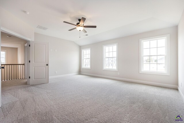 202 Bella Notte Cir, Warner Robins, GA 31088 - carpeted empty room featuring lofted ceiling, visible vents, ceiling fan, and a healthy amount of sunlight