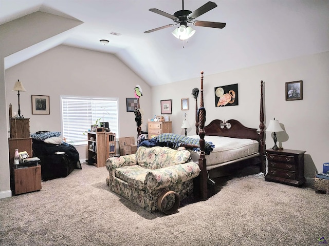 203 Lattice Bnd, Bonaire, GA 31005 - bedroom featuring carpet, a ceiling fan, and lofted ceiling