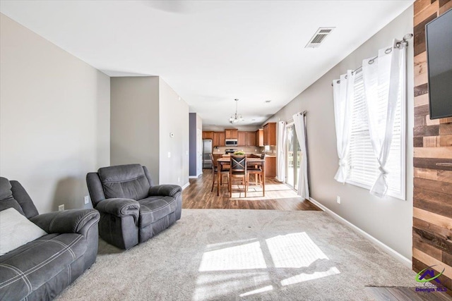 living room featuring light hardwood / wood-style flooring