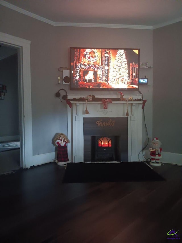 details featuring crown molding and hardwood / wood-style floors