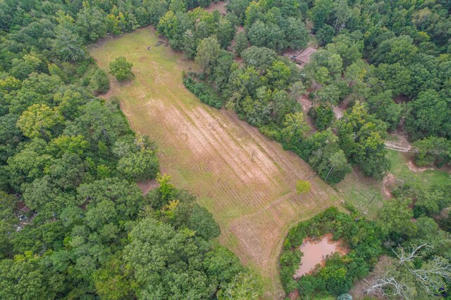 birds eye view of property with a water view and a rural view