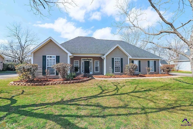 single story home featuring a front yard