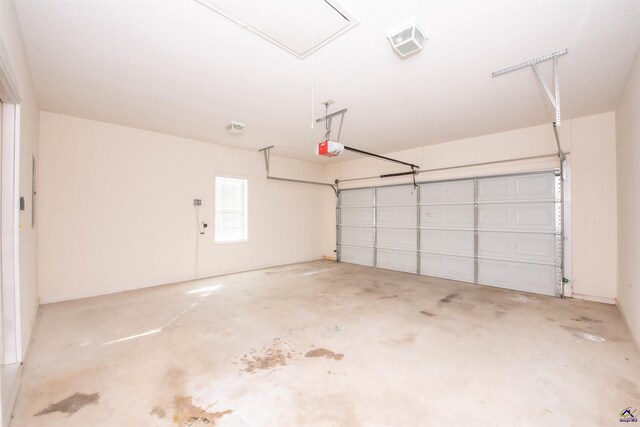 garage with a garage door opener