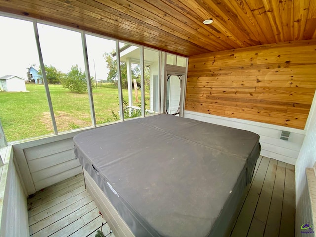 interior space with wooden ceiling