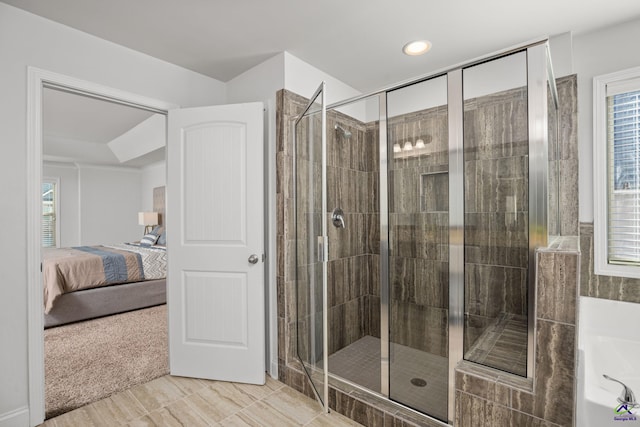 bathroom with independent shower and bath