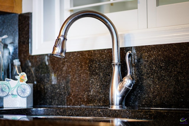 details featuring dark stone counters and sink