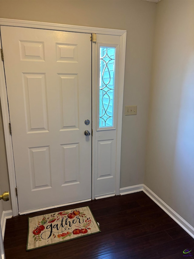 foyer entrance with dark hardwood / wood-style floors