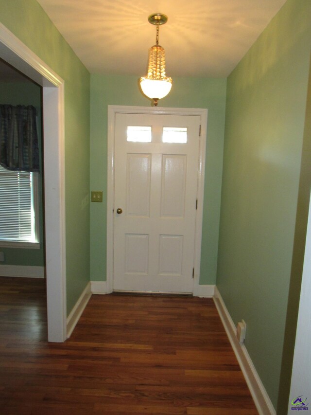 doorway featuring dark hardwood / wood-style flooring