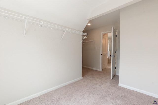 spacious closet with light colored carpet