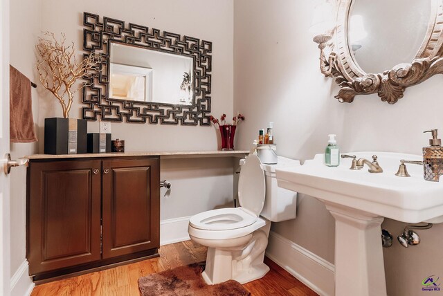 bathroom featuring toilet and hardwood / wood-style flooring