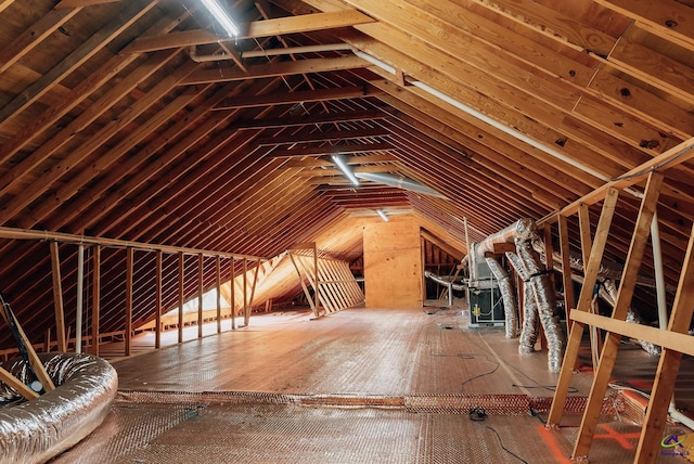 view of unfinished attic