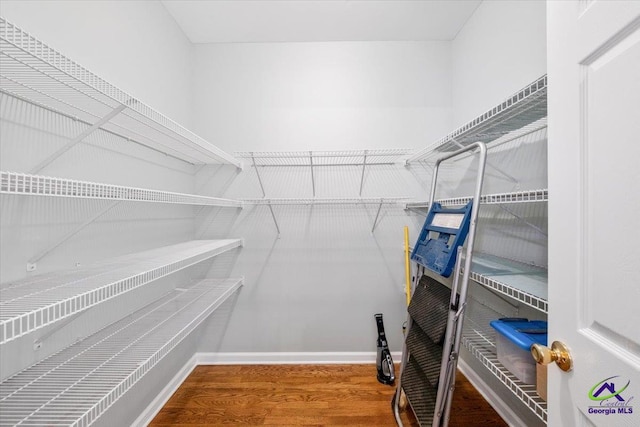 spacious closet featuring hardwood / wood-style floors