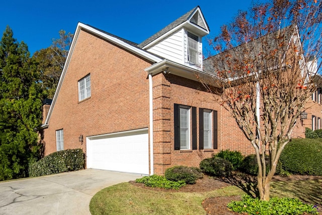 view of home's exterior with a garage