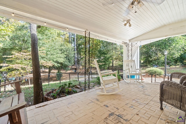 view of patio / terrace with ceiling fan