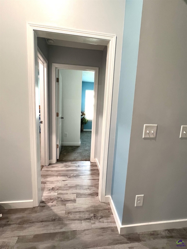 corridor featuring hardwood / wood-style flooring