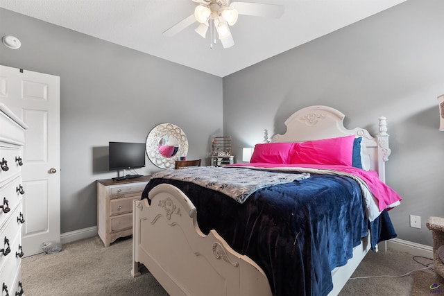 bedroom with carpet floors and ceiling fan