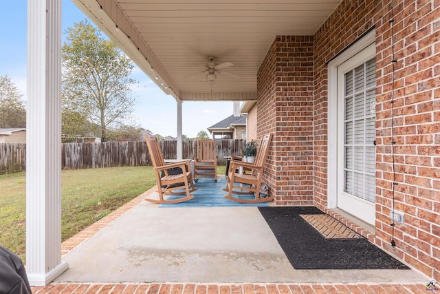 view of patio / terrace with ceiling fan