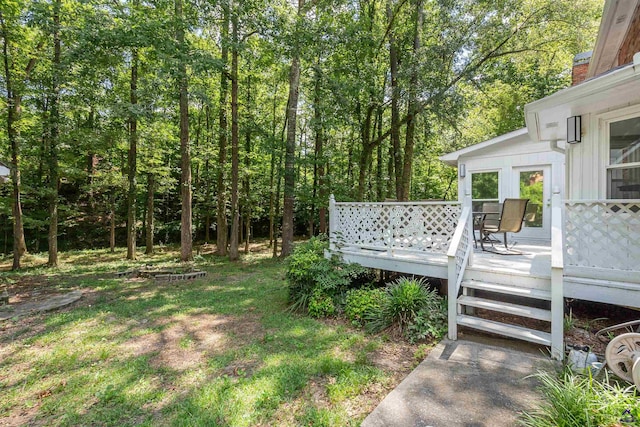 view of yard featuring a deck