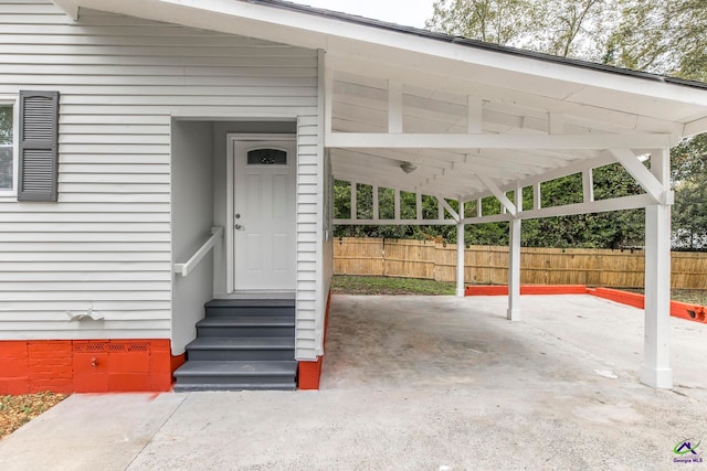 view of patio with a carport