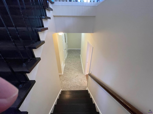 stairway with wood-type flooring