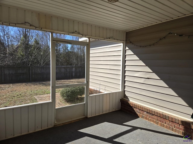 view of unfurnished sunroom