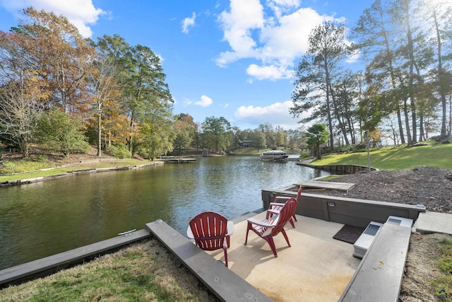 dock area with a water view