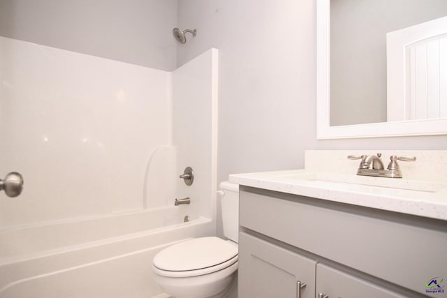 full bathroom with vanity, shower / bathtub combination, and toilet