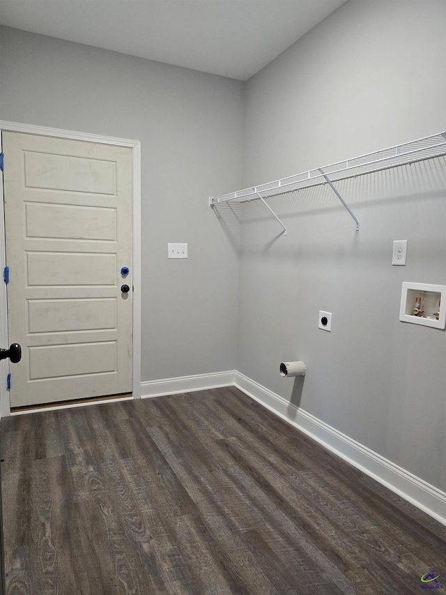 laundry room featuring hookup for an electric dryer, dark hardwood / wood-style flooring, and hookup for a washing machine