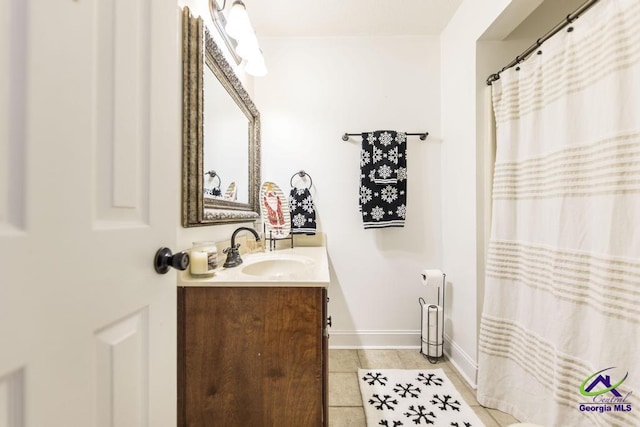 bathroom featuring vanity and tile patterned floors