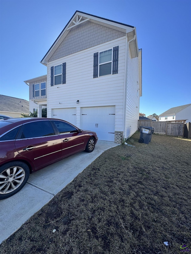 exterior space featuring a garage