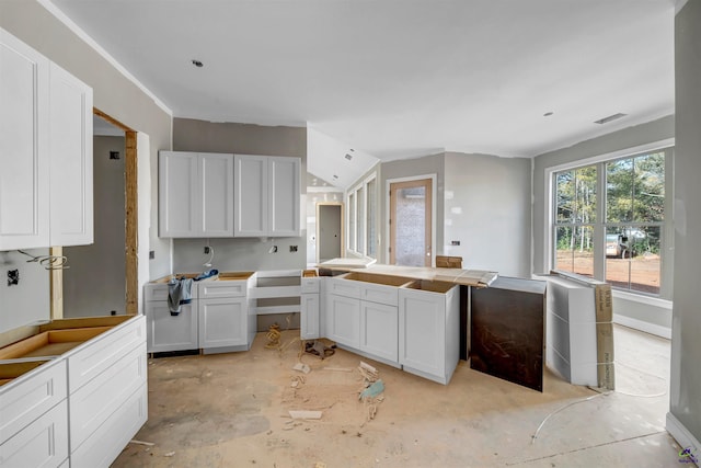 kitchen with white cabinets