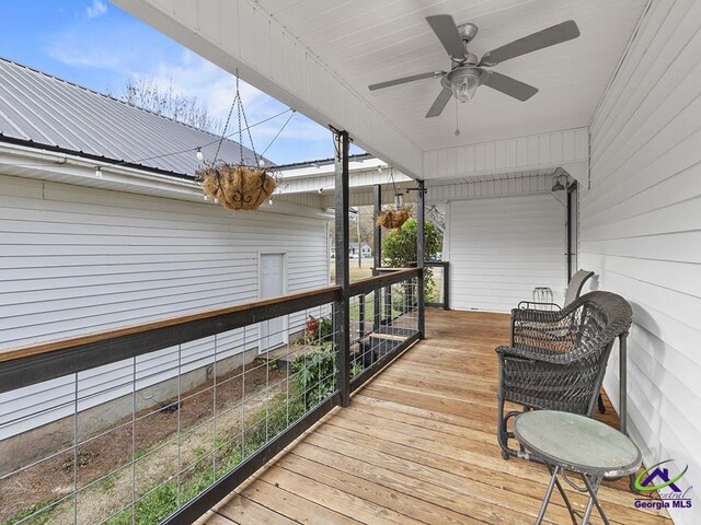 deck featuring ceiling fan