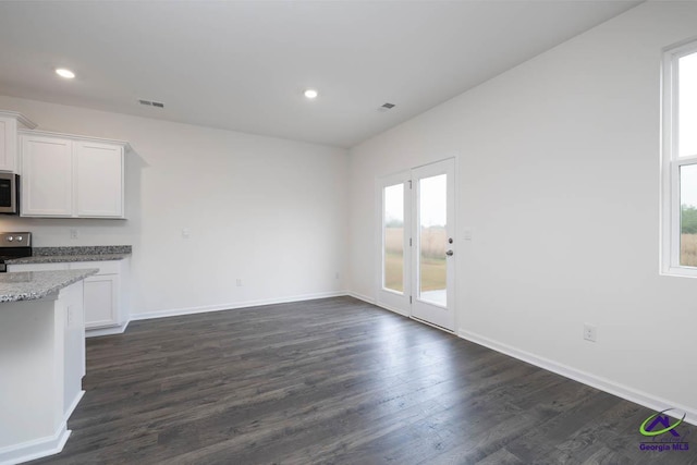 interior space with plenty of natural light and dark wood-type flooring