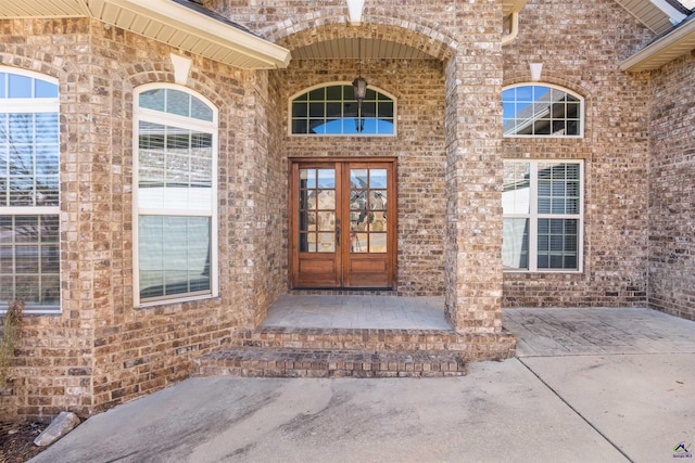 doorway to property featuring french doors