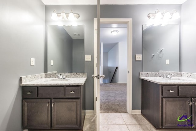 bathroom featuring tile patterned flooring and vanity