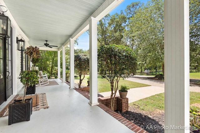 view of patio / terrace with ceiling fan