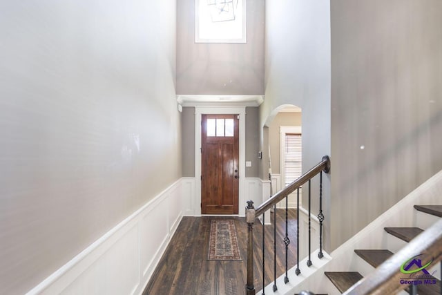 entrance foyer with dark wood-type flooring