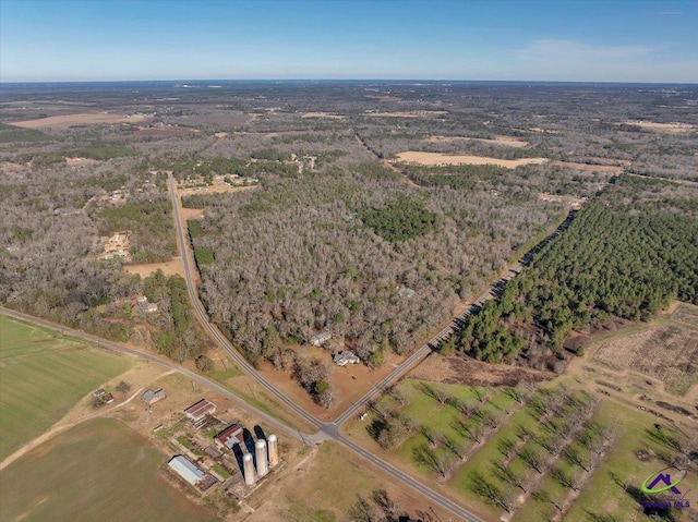 aerial view featuring a rural view