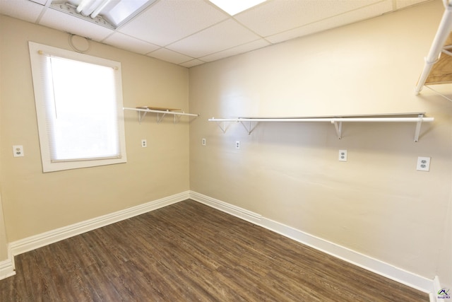 laundry area featuring dark wood-type flooring