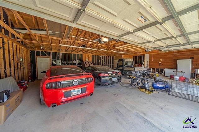 garage with a garage door opener