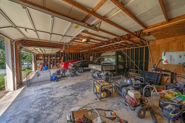 garage with a garage door opener