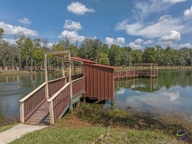 view of dock featuring a water view