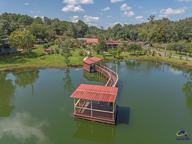 dock area featuring a water view