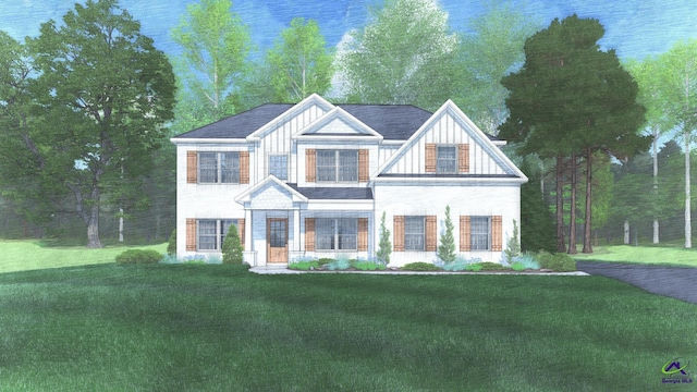 view of front of home with a front lawn