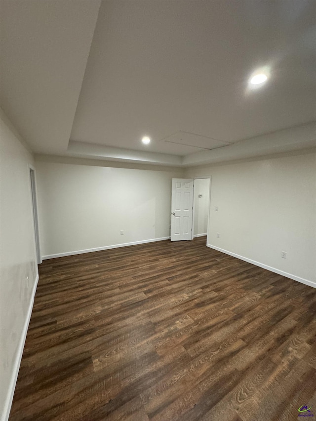 basement featuring dark wood-type flooring