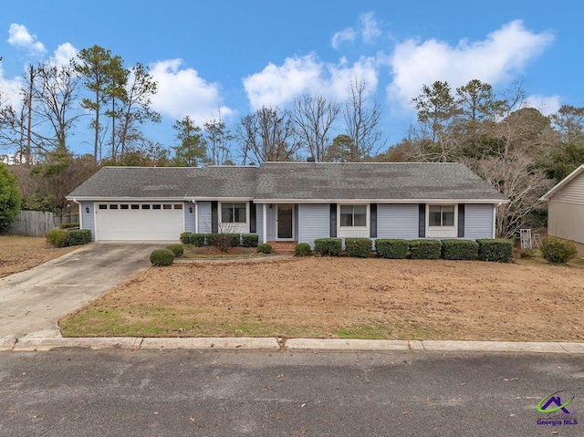 single story home with a garage