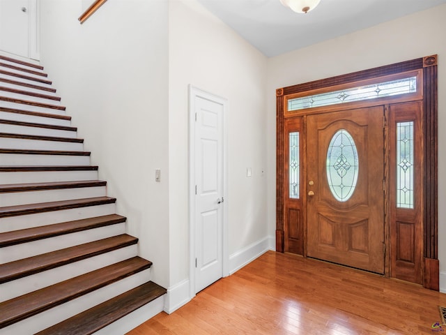 entrance foyer featuring light wood-type flooring